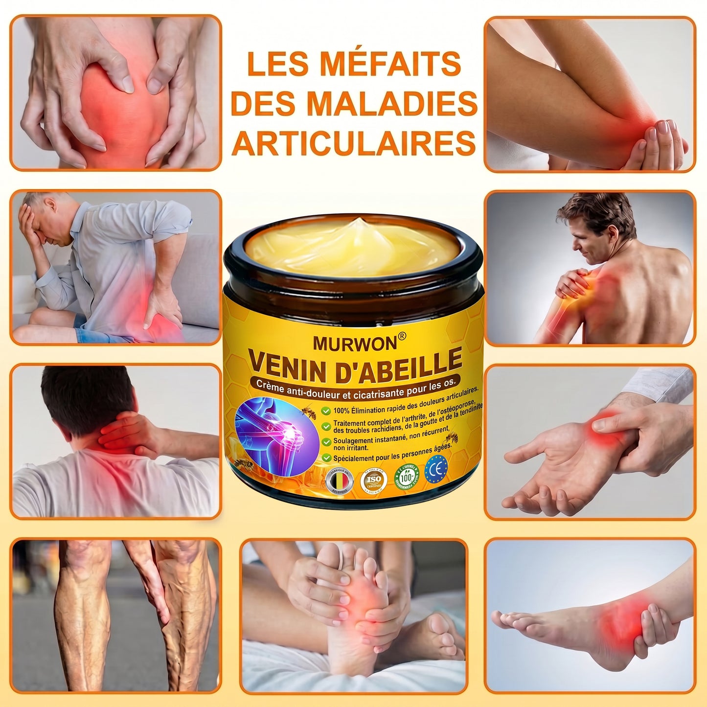 30 % de réduction 🎁🎁 | Crème 𝐌𝐔𝐑𝐖𝐎𝐍® au venin d’abeille pour soulager les douleurs et favoriser le bien-être articulaire ✨✨✨ (Spécialement pour les seniors)
