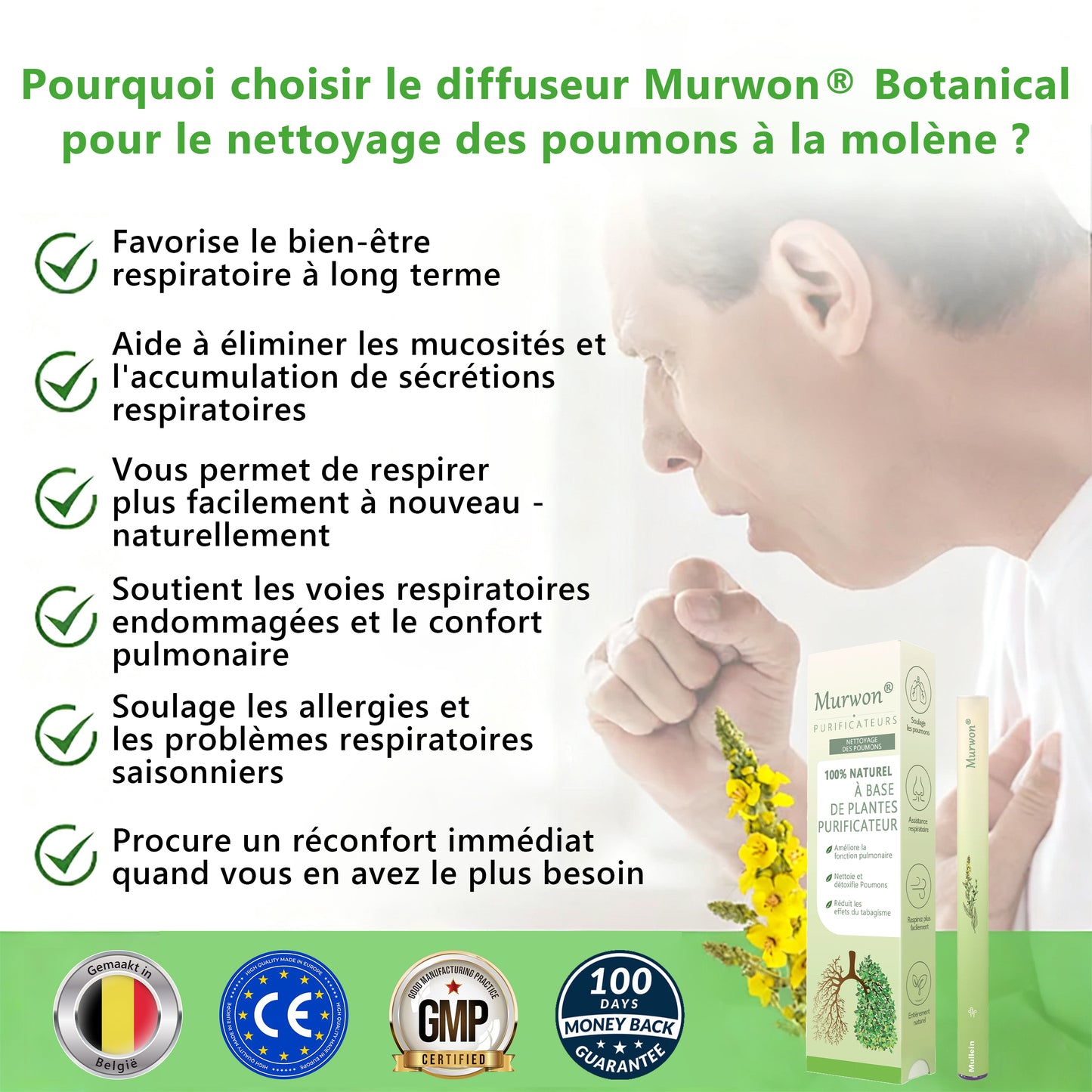 𝐃é𝐭𝐞𝐧𝐮𝐞 𝐞𝐭 𝐞𝐱𝐩𝐥𝐨𝐢𝐭é𝐞 𝐩𝐚𝐫 𝐥𝐚 𝐁𝐞𝐥𝐠𝐢𝐪𝐮𝐞✅ 𝑴𝒖𝒓𝙬𝙤𝐧® 𝑫𝒊𝒇𝒇𝒖𝒔𝒆𝒖𝒓 𝒅𝒆 𝑵𝒆𝒕𝒕𝒐𝒚𝒂𝒈𝒆 𝑷𝒖𝒍𝒎𝒐𝒏𝒂𝒊𝒓𝒆 à 𝒍𝒂 𝑴𝒐𝒍è𝒏𝒆 𝑩𝒐𝒕𝒂𝒏𝒊𝒒𝒖𝒆 (🫁 Toux, Pharyngite, essoufflement, expectorations, nez bouché, bronchite, symptômes allergiques, gêne pulmonaire)1🎉🎉
