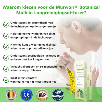 Officiële winkel✨𝗠𝘂𝒓𝑤𝗈𝗇® Botanische koningskaars longreinigingsdiffuser (🫁 Hoest, faryngitis, kortademigheid, slijm, verstopte neus, bronchitis, allergische symptomen, longongemak)1